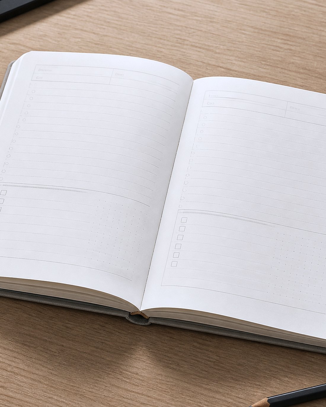 Trade Desk Co. Study Notebook open to structured study pages